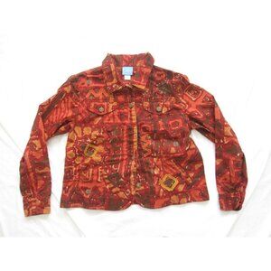 Women's Lark Lane Geometric Metal Front Button Collar Cotton Jacket Sz 8 (WJ2)